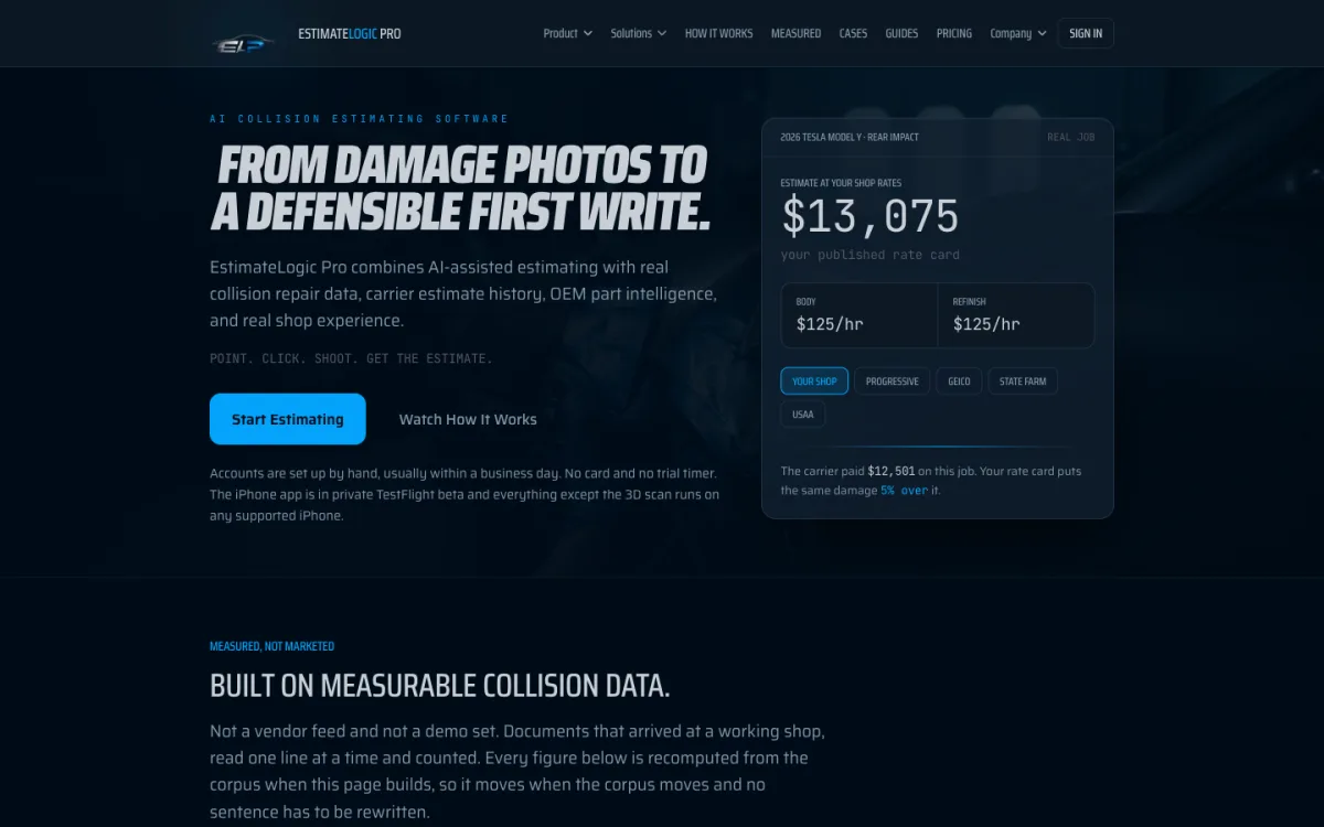 Home page of estimatelogicpro.com